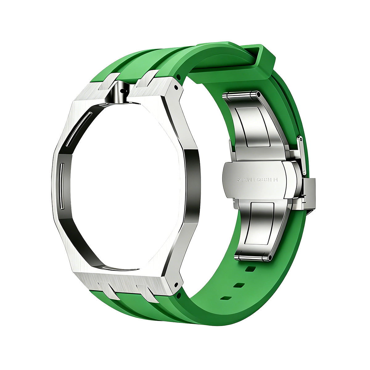 Eiche Pop Grün Stahl Silikonarmband