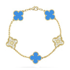 Lucky Clover 5-Motif Bracelet - Blue Agate Collection