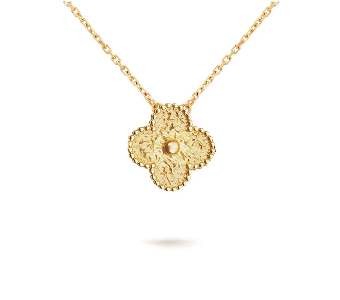 15mm Clover Flower Pendant Necklace - Natural Gemstone Signature Collection