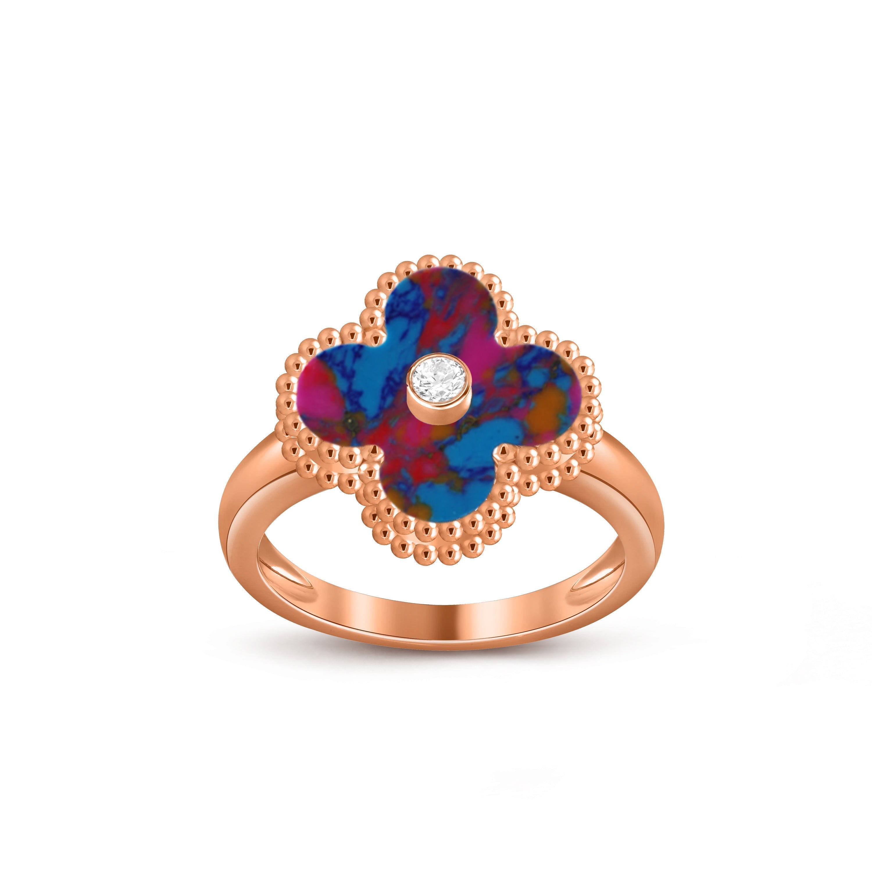 Lucky Clover Diamant-Akzent Roségoldring – Luxuriöse Edelsteinkollektion