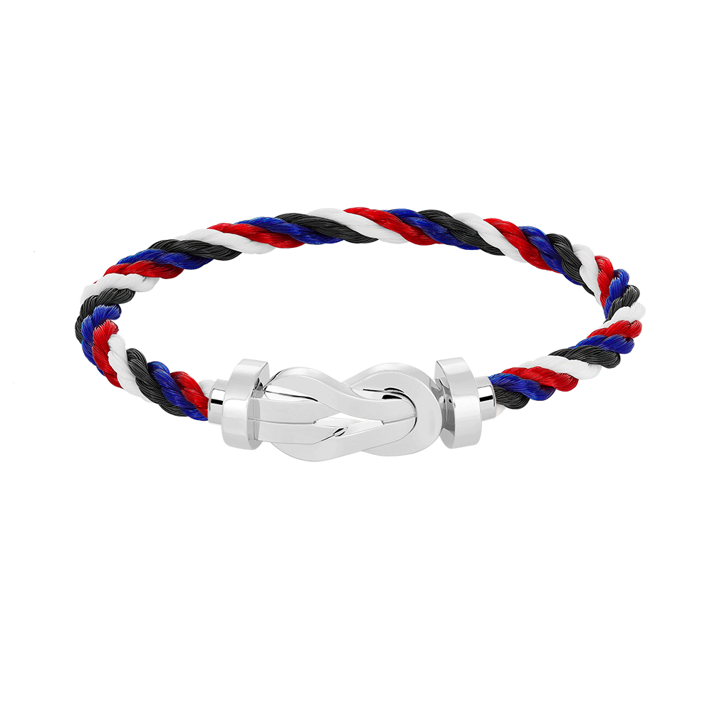 Großes 8-Figuren-Armband mit Schnalle - Weißgold