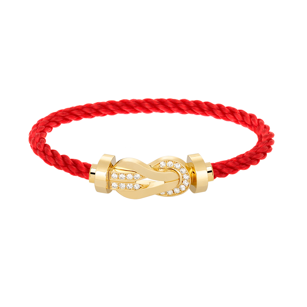 Large 8-Figure Buckle Half Diamond Bracelet - Gold