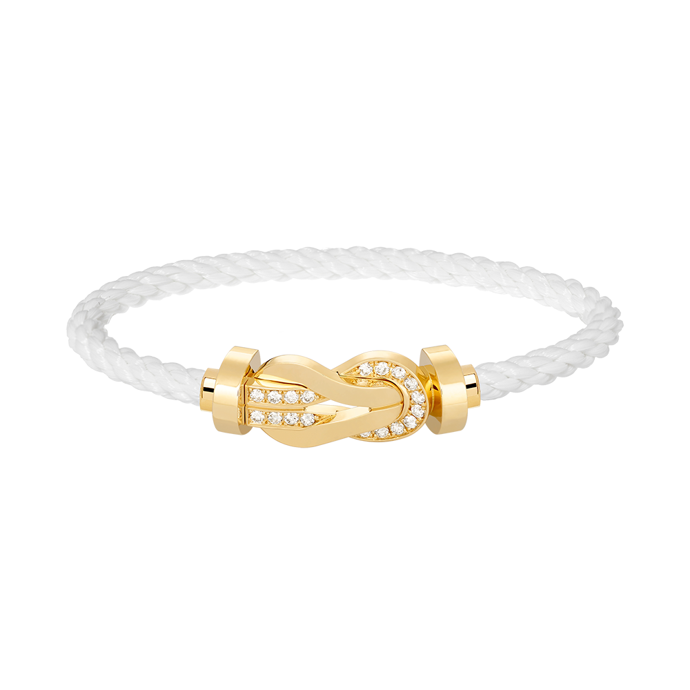 Large 8-Figure Buckle Half Diamond Bracelet - Gold