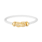Large 8-Figure Buckle Half Diamond Bracelet - Gold