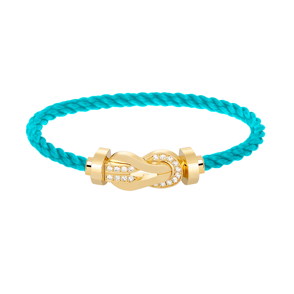 Large 8-Figure Buckle Half Diamond Bracelet - Gold