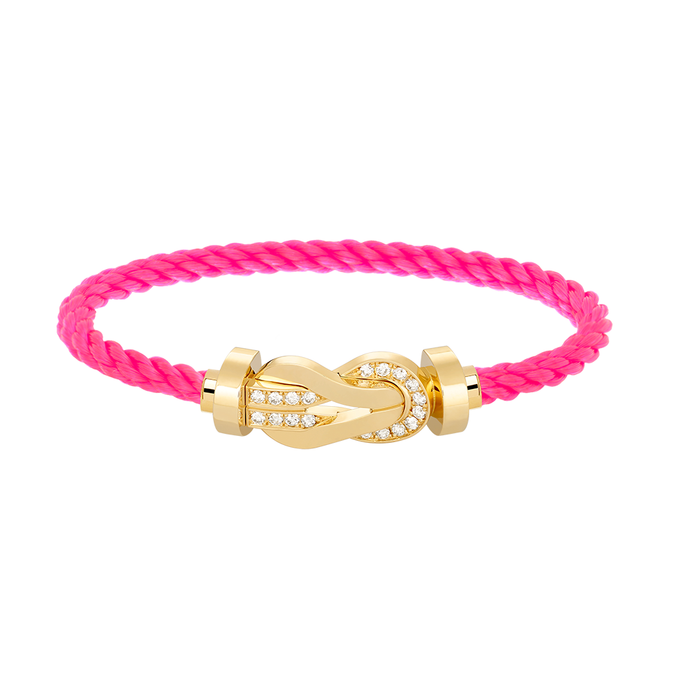 Large 8-Figure Buckle Half Diamond Bracelet - Gold