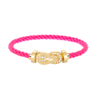 Large 8-Figure Buckle Half Diamond Bracelet - Gold