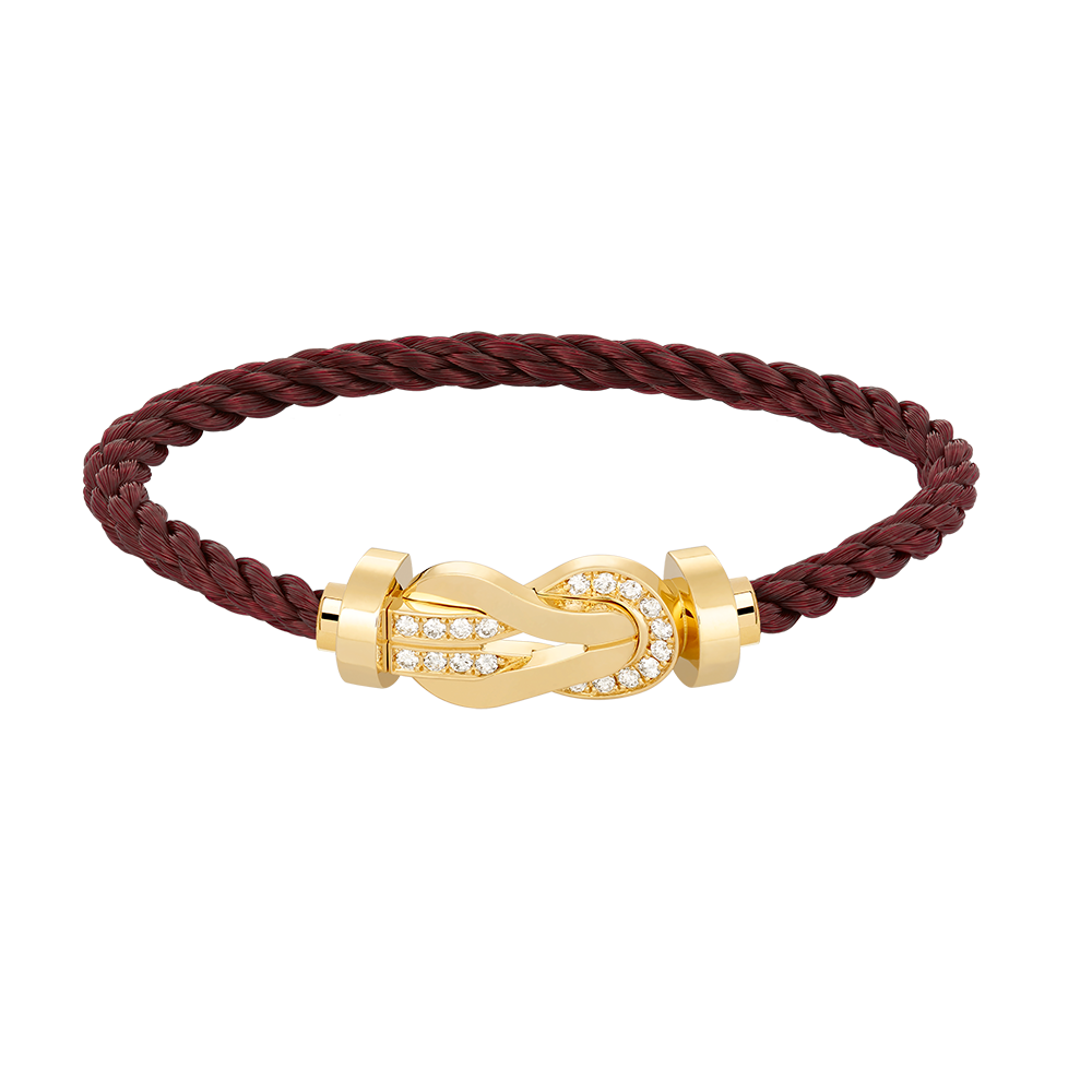 Large 8-Figure Buckle Half Diamond Bracelet - Gold