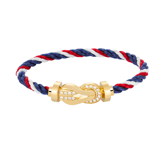 Großes Achter-Halb-Diamant-Armband mit Schnalle – Gold
