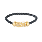 Large 8-Figure Buckle Half Diamond Bracelet - Gold