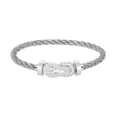 Large 8-Figure Buckle Half Diamond Bracelet - White Gold