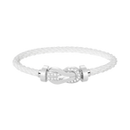 Large 8-Figure Buckle Half Diamond Bracelet - White Gold