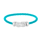 Large 8-Figure Buckle Half Diamond Bracelet - White Gold