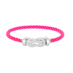 Large 8-Figure Buckle Half Diamond Bracelet - White Gold