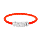 Large 8-Figure Buckle Half Diamond Bracelet - White Gold