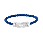 Large 8-Figure Buckle Half Diamond Bracelet - White Gold