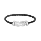 Large 8-Figure Buckle Half Diamond Bracelet - White Gold