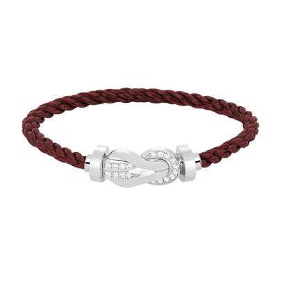 Large 8-Figure Buckle Half Diamond Bracelet - White Gold