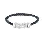 Large 8-Figure Buckle Half Diamond Bracelet - White Gold