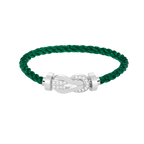 Large 8-Figure Buckle Half Diamond Bracelet - White Gold