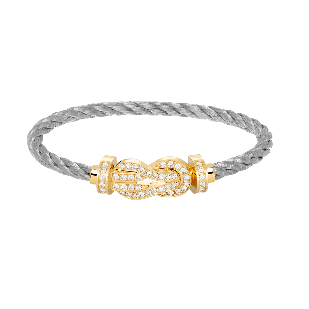 Large 8-Figure Buckle Full Diamond Bracelet - Gold