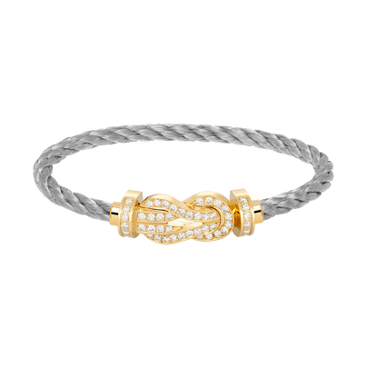 Large 8-Figure Buckle Full Diamond Bracelet - Gold