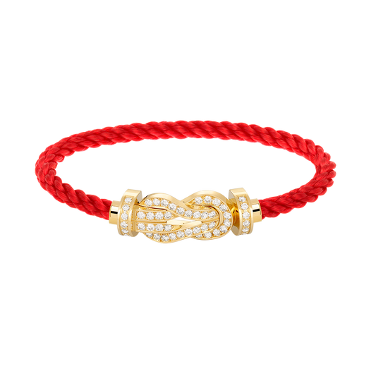 Large 8-Figure Buckle Full Diamond Bracelet - Gold