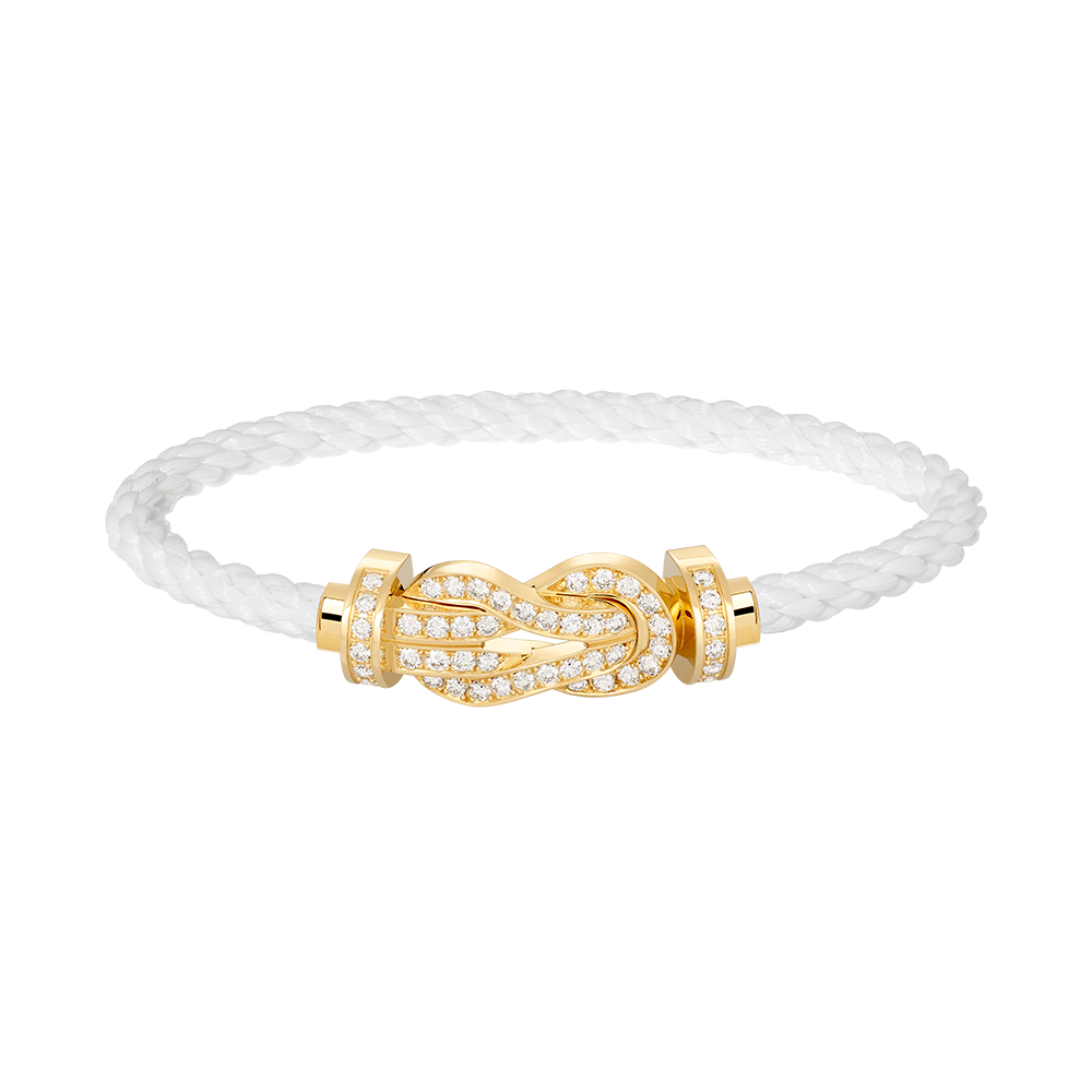 Large 8-Figure Buckle Full Diamond Bracelet - Gold