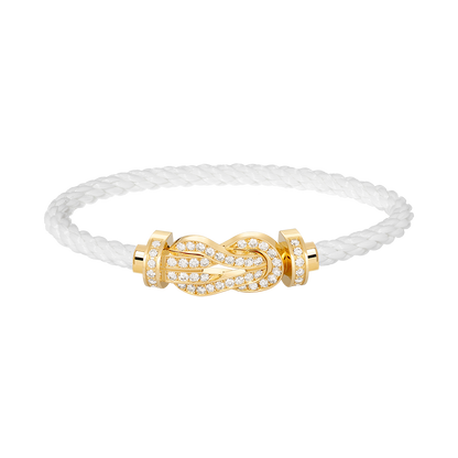 Large 8-Figure Buckle Full Diamond Bracelet - Gold