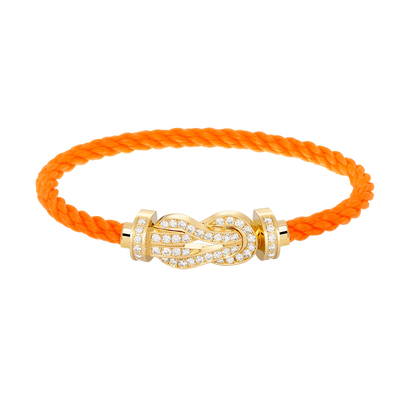 Large 8-Figure Buckle Full Diamond Bracelet - Gold