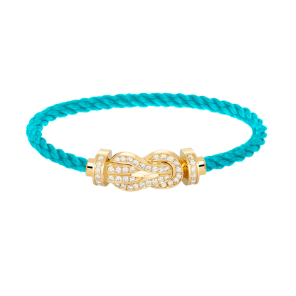 Large 8-Figure Buckle Full Diamond Bracelet - Gold