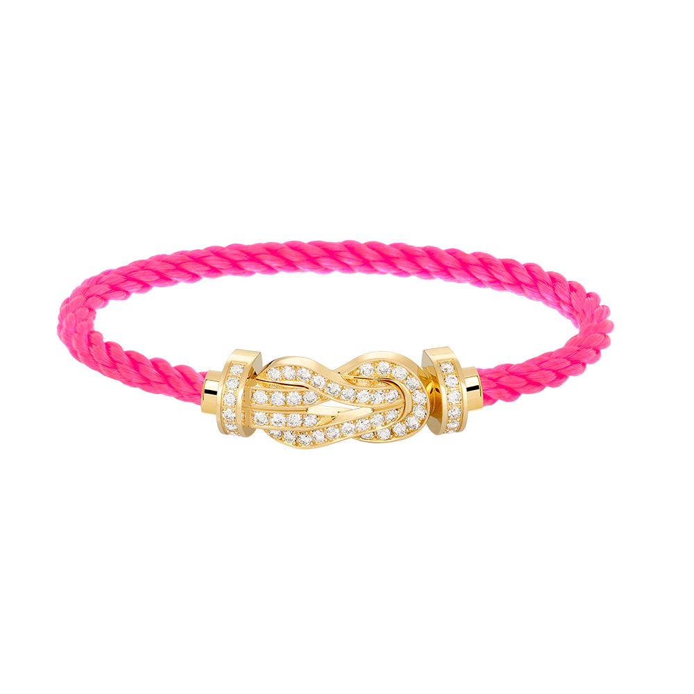 Large 8-Figure Buckle Full Diamond Bracelet - Gold