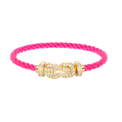 Large 8-Figure Buckle Full Diamond Bracelet - Gold