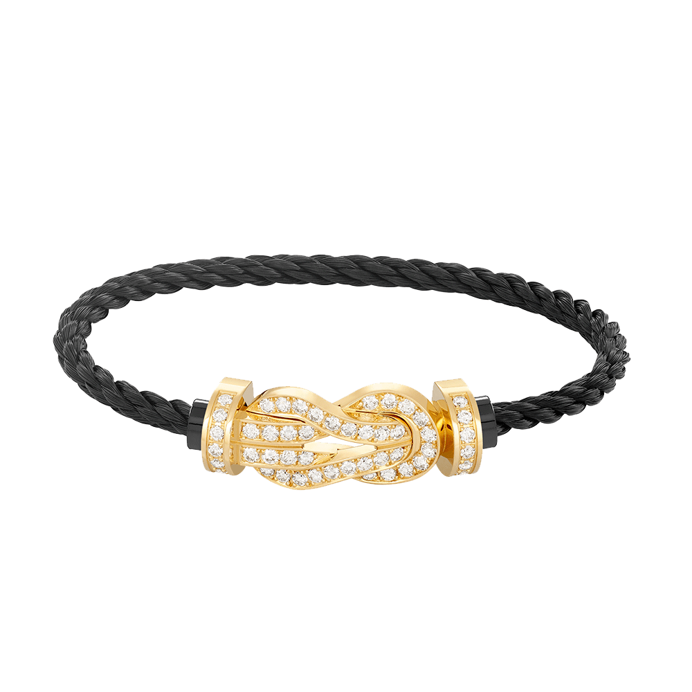 Large 8-Figure Buckle Full Diamond Bracelet - Gold