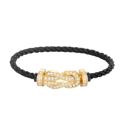 Large 8-Figure Buckle Full Diamond Bracelet - Gold