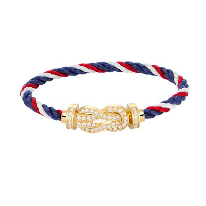 Large 8-Figure Buckle Full Diamond Bracelet - Gold