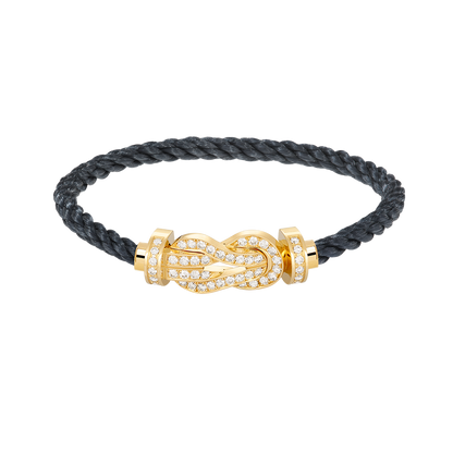 Large 8-Figure Buckle Full Diamond Bracelet - Gold