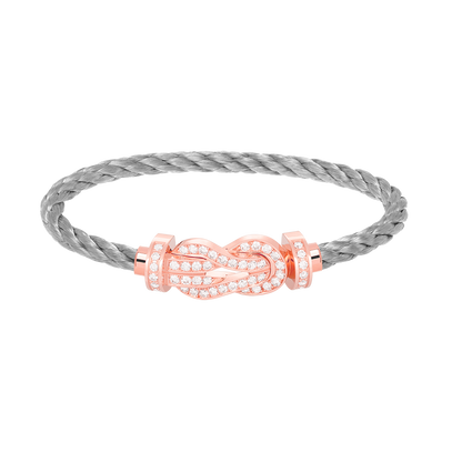 Large 8-Figure Buckle Full Diamond Bracelet - Rose Gold