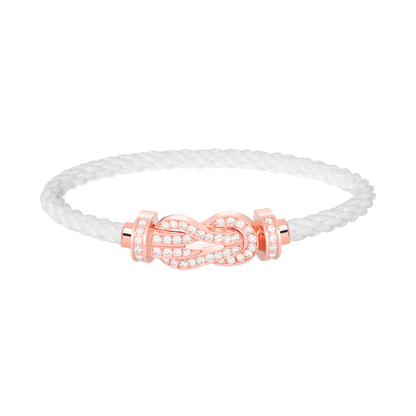 Large 8-Figure Buckle Full Diamond Bracelet - Rose Gold