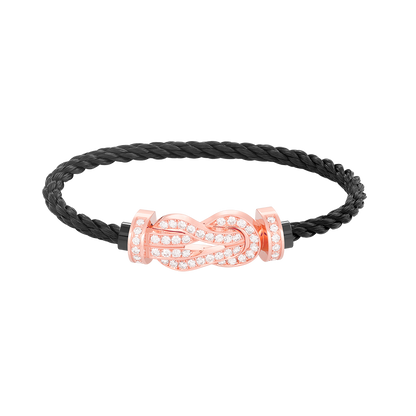 Large 8-Figure Buckle Full Diamond Bracelet - Rose Gold