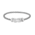 Large 8-Figure Buckle Full Diamond Bracelet -White Gold