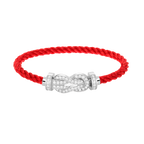 Large 8-Figure Buckle Full Diamond Bracelet -White Gold