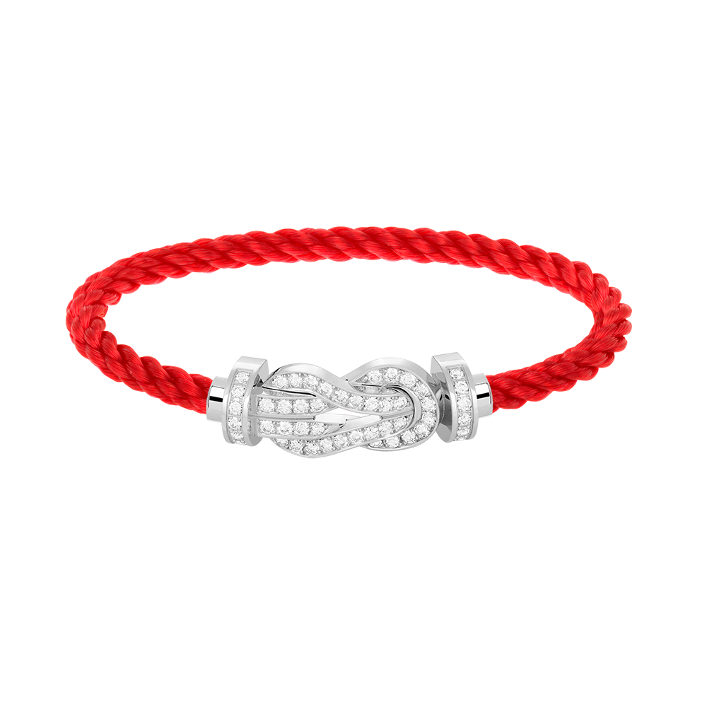 Großes Achter-Schnallen-Armband, komplett mit Diamanten, Weißgold