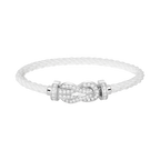 Large 8-Figure Buckle Full Diamond Bracelet -White Gold