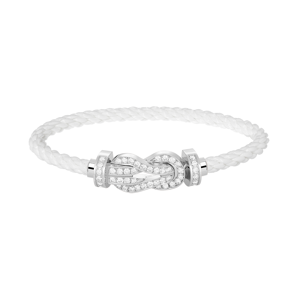 Großes Achter-Schnallen-Armband, komplett mit Diamanten, Weißgold