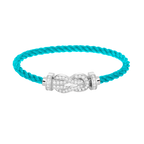 Large 8-Figure Buckle Full Diamond Bracelet -White Gold