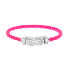 Large 8-Figure Buckle Full Diamond Bracelet -White Gold