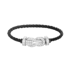Large 8-Figure Buckle Full Diamond Bracelet -White Gold