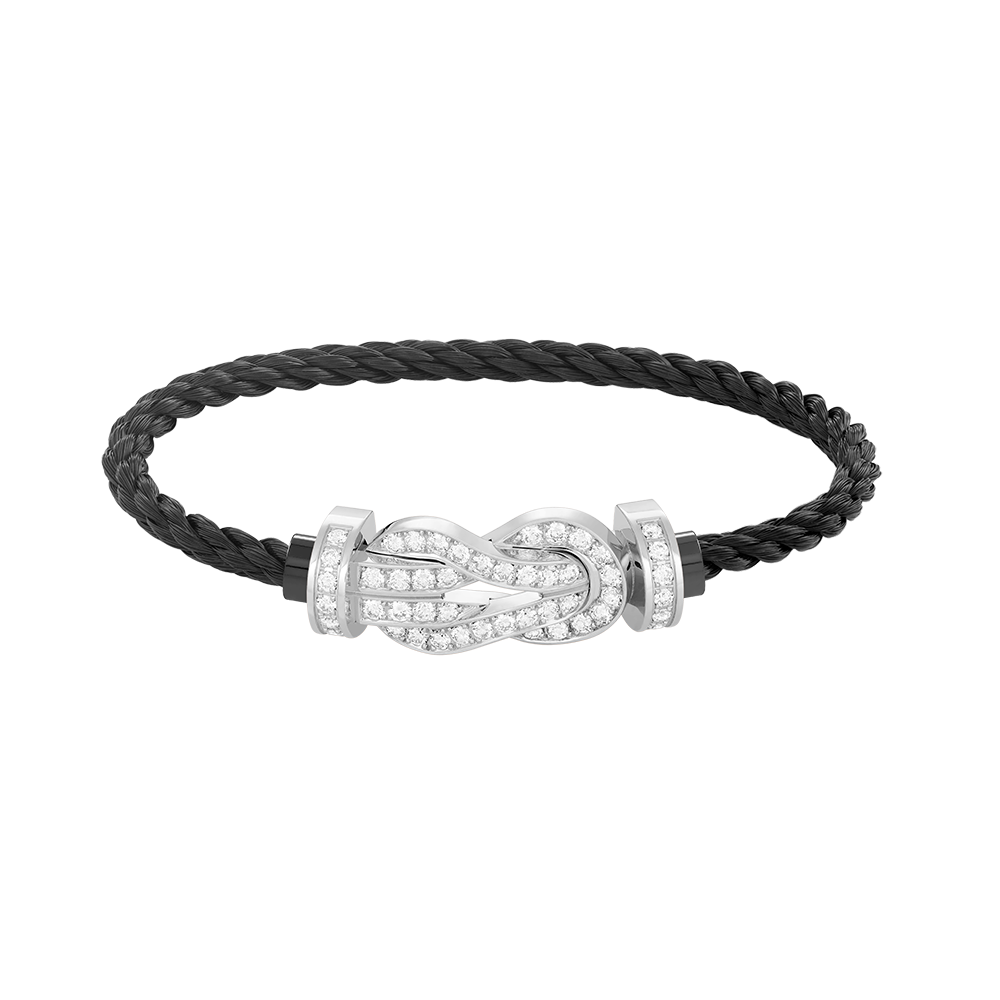 Großes Achter-Schnallen-Armband, komplett mit Diamanten, Weißgold