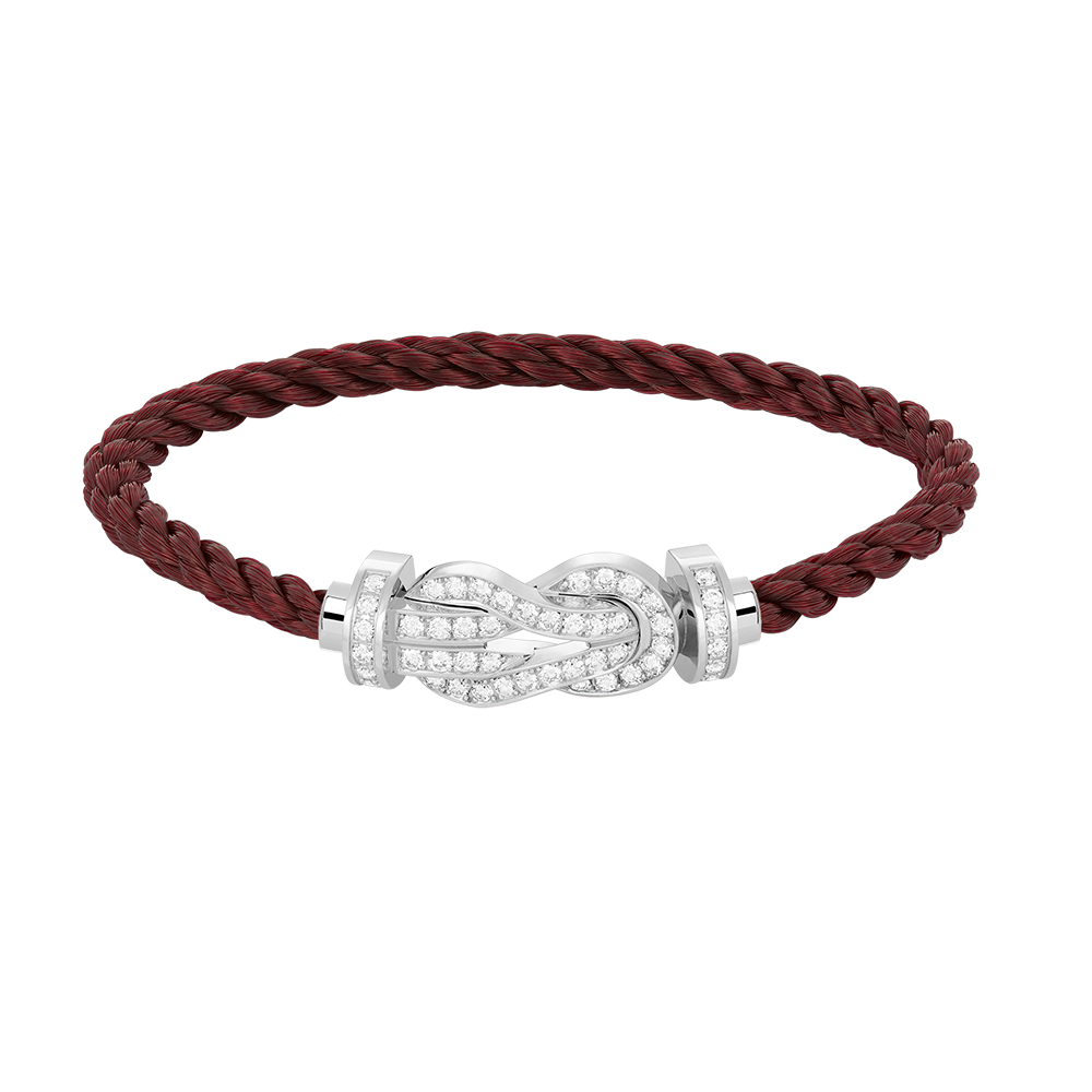 Großes Achter-Schnallen-Armband, komplett mit Diamanten, Weißgold